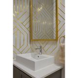 UKAB DEKOR 30x60 cm Kendinden Yapışkanlı Esnek Köpük Gold Şeritli Pvc Mermer Panel Banyo Mutfak WC TJ011