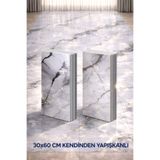 UKAB DEKOR 30X60 Cm Kendinden Yapışkanlı Gümüş Dekoratif Esnek Köpük Katmanlı Pvc Panel Banyo Wc Salon