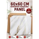UKAB DEKOR 60x60 1 Adet Cm Gri Gold Mermer Desenli Kendinden Yapışkanlı Seramik Köpük Pvc Duvar Paneli Banyo Wc Mutfak