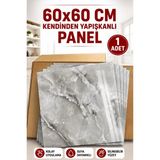 Ukab Dekor 60X60 cm 1 Adet Kendinden Yapışkanlı Gri Pvc Esnek Köpük Dekoratif Duvar Paneli Banyo Muttak Wc DLS6030 - 60 x 60