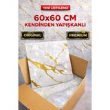 Ukab Dekor 60X60 cm 1 Adet Kendinden Yapışkanlı Pvc Esnek Köpük Dekoratif Duvar Paneli Banyo Muttak Wc - Altın - 60 x 60
