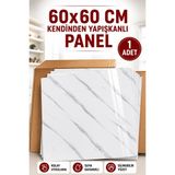 Ukab Dekor 60X60 cm 1 Adet Kendinden Yapışkanlı Pvc Esnek Köpük Dekoratif Duvar Paneli Salon Banyo Muttak Wc 6013 - Beyaz - 60 x 60
