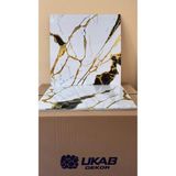 Ukab Dekor 60X60 cm 1 Adet Kendinden Yapışkanlı Siyah-Beyaz-Gold Pvc Esnek Köpük Dekoratif Duvar Paneli Banyo Muttak Wc - Siyah - Gold - 60 x 60