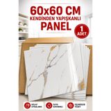 UKAB DEKOR 60x60 Cm Bej Mermer Desenli Kendinden Yapışkanlı Seramik Köpük Pvc Duvar Paneli Banyo Wc Mutfak