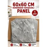 Ukab Dekor 60X60 cm Gri Desenli Kendinden Yapışkanlı Seramik Köpük Pvc Duvar Paneli Banyo Wc Mutfak - 60 x 60 cm