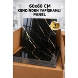Ukab Dekor 60X60 cm Siyah Mermer Desenli Kendinden Yapışkanlı Seramik Köpük Pvc Duvar Paneli Banyo Wc Mutfak - 60 x 60 cm