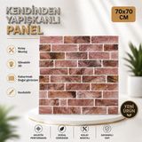 Ukab Dekor 70X70 C M Kendinden Yapışkanlı 3D Kabartmalı Kırmızı Tuğla Desen Dekoratif Duvar Kaplama Paneli Salon Mutfak Wc - 70 x 70