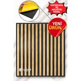 UKAB DEKOR 70x70cm Lambri Ahşap Görünümlü Duvar Çıtası Desenli Yapışkanlı Akustik Duvar Panel Köpük