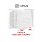 UKAB DEKOR 70X77 Cm Kendinden Yapışkanlı Dekoratif Doğal Beyaz Tuğla Görünüm Duvar Paneli 10 Adet