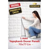 Ukab Dekor 70X77CM (0,53 M²) Kendinden Yapışkanlı Esnek Dekoratif Sünger Tuğla Desen Duvar Kağıdı Paneli - Beyaz - 70 x 77 cm