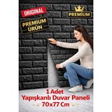 Ukab Dekor 70X77CM (0,53 M²) Kendinden Yapışkanlı Esnek Dekoratif Sünger Tuğla Desen Duvar Kağıdı Paneli - Siyah - 70 x 77 cm