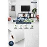 UKAB DEKOR Beyaz Dokulu 3D Kendinden Yapışkanlı Silinebilir Dekoratif Duvar Kaplama Paneli 50x280 cm (1,4 m²) 1 Adet