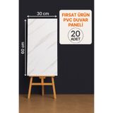 UKAB DEKOR Beyaz Mermer Desenli Kendinden Yapışkanlı Esnek Köpük Pvc Panel 20 Adet (30x60 cm)