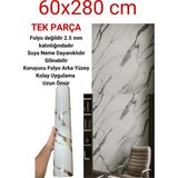 Ukab Dekor Dekoratif Kendinden Yapışkanlı Esnek Köpük Beyaz Pvc Mermer Panel Banyo Wc Mutfak (1 Adet) - Gümüş-9015 - 60 x 280