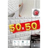 UKAB DEKOR Kendinden Yapışkanlı Beyaz Esnek Köpük Taş Desen Duvar Kağıdı Paneli 50 X 50 cm (1 adet 0,25m²)