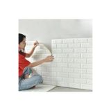 UKAB DEKOR Kendinden Yapışkanlı Beyaz Esnek Köpük Taş Desen Duvar Paneli 70x77 cm (1 adet 0,54m²) Salon, Mutfak Beyaz 70 x 77