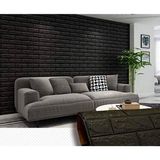 Ukab Dekor Kendinden Yapışkanlı Duvar Kağıdı Paneli Esnek Köpük Siyah Taş Desen Kaplama 50X70 - 50 x 70