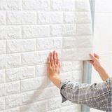 Ukab Dekor Kendinden Yapışkanlı Esnek Köpük Beyaz Duvar Kağıdı Paneli 3D Boyutlu Tuğla Desen - 50 x 70