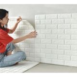 Ukab Dekor Kendinden Yapışkanlı Esnek Köpük Beyaz Taş Desen Duvar Kağıdı Paneli 50 x 30
