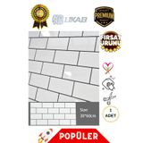 UKAB DEKOR Kendinden Yapışkanlı Esnek Köpük Seramik Beyaz Pvc Mermer Panel 60x30 Cm Banyo Wc Mutfak 6024 Beyaz-Siyah Çizgi 30 x 61
