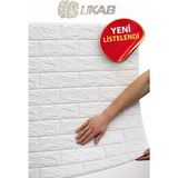 Ukab Dekor Kendinden Yapışkanlı Esnek Sünger Beyaz Tuğla Duvar Kağıdı Paneli 50X70 - 50 x 70