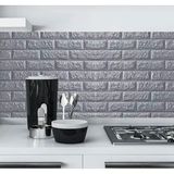 Ukab Dekor Tezgah ARASI54X50 cm Kendinden Yapışkanlı Gri Duvar Kağıdı Esnek Köpük Paneli 3D Tuğla Desen - 50 x 50