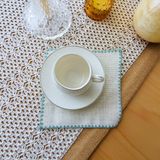 UKC Etamin Işlemelik Sunum Peçetesi - 6 Parça - 15 x 15 cm - Kahve Yanı Sunum Peçetesi - Kokteyl Peçetesi - Yeşil