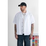 UKHWD SUPPLY Beyaz Boxy Oversize Keten Erkek Gömlek