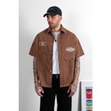 UKHWD SUPPLY Çok Cepli Nakışlı Boxy Oversize Erkek Gömlek