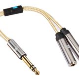 ukiism 1/4 Splitter Kablo, 1/4 "TRS 6.35mm Stereo Erkek Tak Çift 1/4 "TRS 6.35mm Dişi Jack Ses Hoparlör Naylon Örgü Kablo, 8 inç/20cm