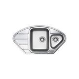 Ukinox Lotus Modeli 1,5 Gözlü Köşe Paslanmaz Çelik Eviye Lt 915.510, Mikro Keten Gri