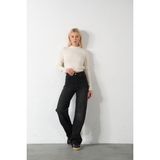 Üksek Bel, Esnek Denim Kumaş Geniş Paça Palazzo Kadın Kot Jean Pantolon @cesena - 36 - Füme