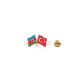 Ulaş Hediyelik Azerbaycan Türkiye Flamalı Renkli Gold Renk Metal Yaka Rozeti 1 Adet