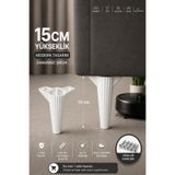 Ulaş Hırdavat Mobilya - Baza - Koltuk - Akıllı Masa Ayağı, Beyaz Renk Çizgili Ayak (4 LÜ DEĞİL ADET FİYATIDIR ) 15 Cm - Vidalar dahildir.
