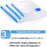 Ülbag (3 Adet) Büyük Boy 73 cm x 130 cm Vakumlu Poşet- Vakumlu Hurç - 73 x 130 cm - Şeffaf