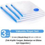 Ülbag (3 Adet) Büyük Boy 80 cm x 100 cm Vakumlu Poşet- Vakumlu Hurç - 80 x 100 cm - Şeffaf
