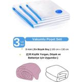 Ülbag (3 Adet) En Büyük Boy 100 cm x 130 cm Vakumlu Poşet- Vakumlu Hurç - 100 x 130 cm - Şeffaf