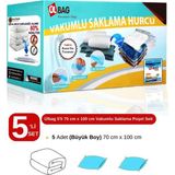 Ülbag 5' Li Büyük Boy Set Vakumlu Hurç Yorgan Hurcu 70X100 Vakumlu Poşet