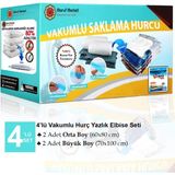 Ülbag Marufmarket Vakumlu Saklama Poşet Seti 4'lü (Elbiseler Için Uygundur)