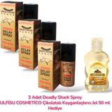 ULFİSU COSMETİCO Ulfisu Cosmetico Deadly Shark Sprey 3 Adet - Deadly Shark Geçiktıriçı Sprey 3 Adet, Ulfisu Cosmetico Çikolata Aromalı 50 ml Kayganlastirici Jel Hediye
