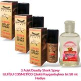 ULFİSU COSMETİCO Ulfisu Cosmetico Deadly Shark Sprey 40 ml 3 Adet - Ulfisu Cosmetico Çilek Aromalı 50 ml Kayganlastirici Jel Hediye