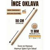 Ülgenev 1 Adet Ince Oklava - 50 cm Uzunluk, 11 mm Kalınlık | Hamur Açma ve Şekillendirmeye Çok Uygun - Ahşap