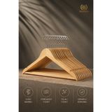 Ulgenex 12 Adet Doğal Bambu Premium Kıyafet Askısı - Vernikli ve Cilalı Ahşap Pantolon Gömlek Düzenleyici