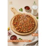 Ulgenex 26 Cm Bambu Saplı Sunumluk, Servis Tahtası, Kahvaltılık, Pizza Lahmacun Pide Tepsisi