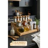 Ulgenex Bambu 3 Katlı Baharatlık Standı - Tezgah Üstü ve Dolap İçi Düzenleyici Mutfak Rafı - Ahşap Organizer