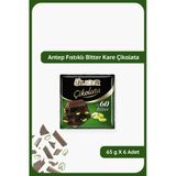 Ülker %60 Bitter Antep Fıstıklı Kare Çikolata - 65 gram - 6 Adet