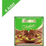 Ülker Antep Fıstıklı Kare Çikolata 65 G x 4 Adet - Bol Fıstıklı Klasik - 1 Adet