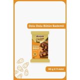 Ülker Dolu Dolu %32 Bütün Bademli Sütlü Çikolata - 80 Gram - 9 Adet - 1 Adet - Miktar