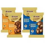 Ülker Dolu Dolu Sütlü Bütün Fındıklı ve Bademli Çikolata 80 gr 4 Lü Karma