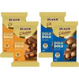 Ülker Dolu Dolu Sütlü Çikolata, Bütün Fındıklı ve Bademli, 80G, 4'lü Karma Paket - 0,5 kg